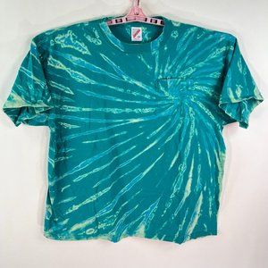 Tye Dyed T-Shirts Adult XXL Green Cotton Neon Spiral Handmade